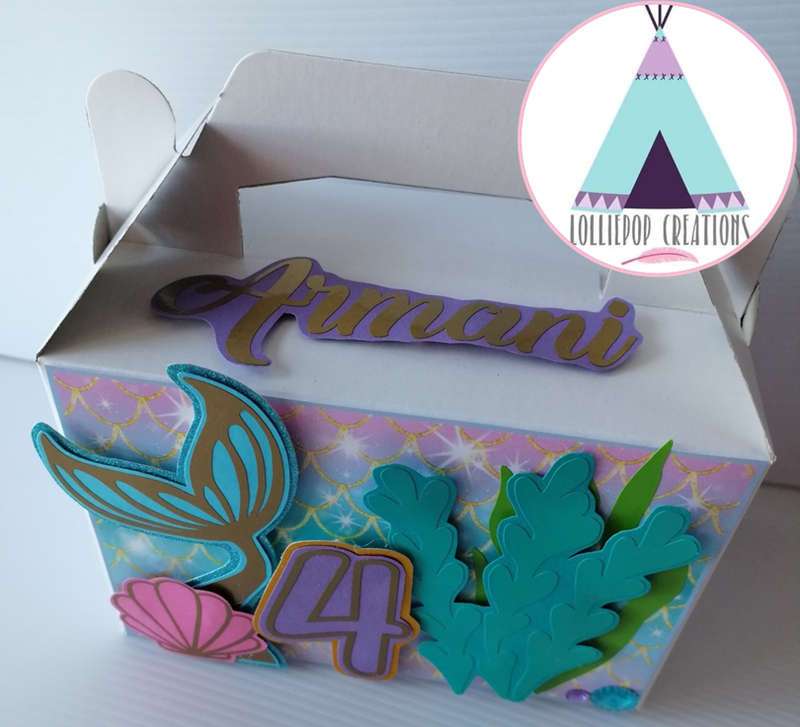 Mermaid Themed and Personalised Party Boxes (10 Boxes) PLUS 10 FREE Cupcake Toppers