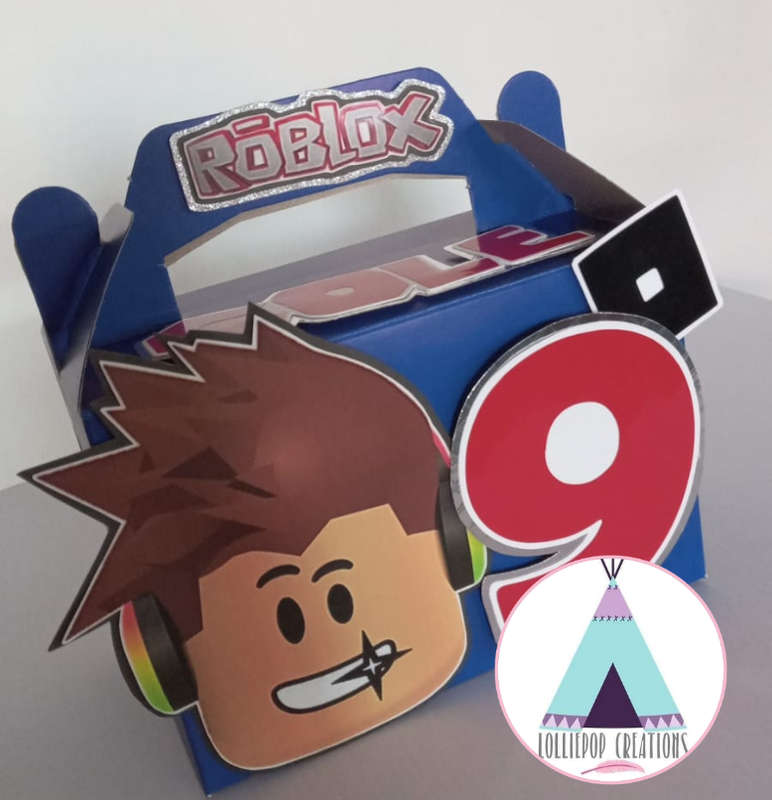 Roblox (Girl or Boy) Themed and Personalised Party Boxes (10 Boxes) PLUS 10 FREE Cupcake Toppers