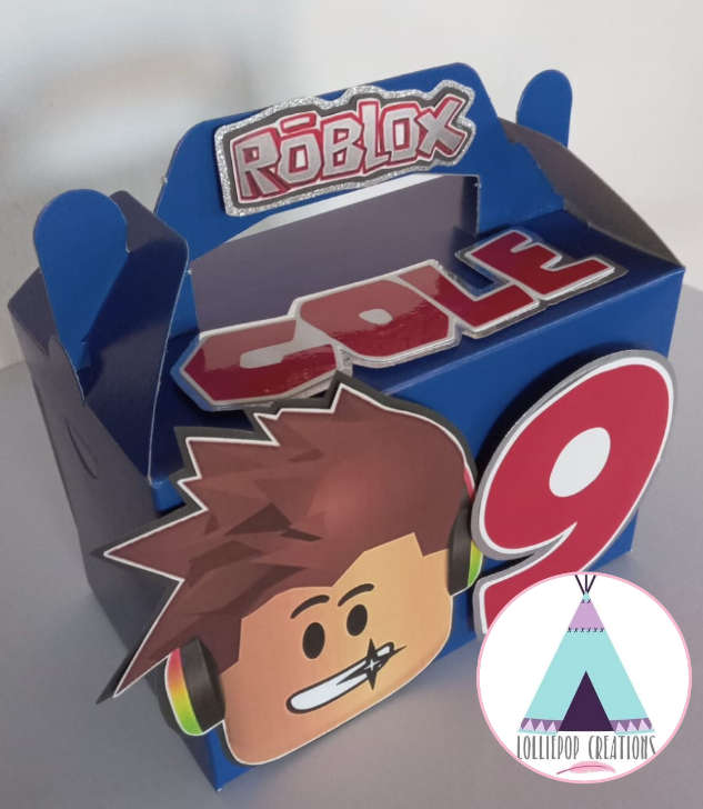 Roblox Themed and Personalised Party Boxes (10 Boxes) PLUS 10 FREE Cupcake Toppers