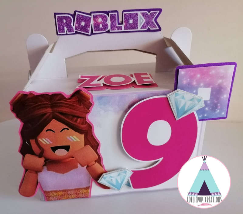 Roblox (Girl or Boy) Themed and Personalised Party Boxes (10 Boxes) PLUS 10 FREE Cupcake Toppers