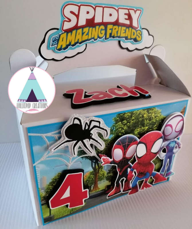 Spidey and Friends Personalised Party Boxes (10 Boxes) PLUS 10 FREE Cupcake Toppers