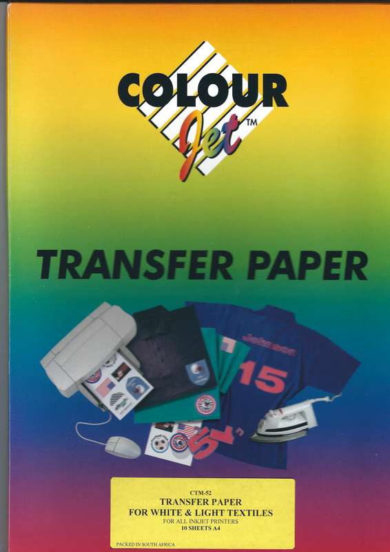 IRON ON TRANSFER PAPER INKJET FOR WHITE & LIGHT COLOURED TEXTILES
