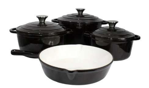 7 piece cast iron cookware set - red  (PLEASE READ THE DESCRIPTION)