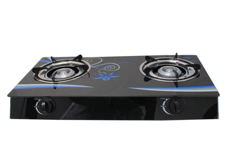 Two-Burner Auto-Ignition Tempered Glass Panel Gas Stove (please read description carefully)