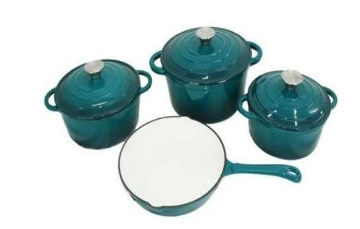 7 piece cast iron cookware set - red  (PLEASE READ THE DESCRIPTION)