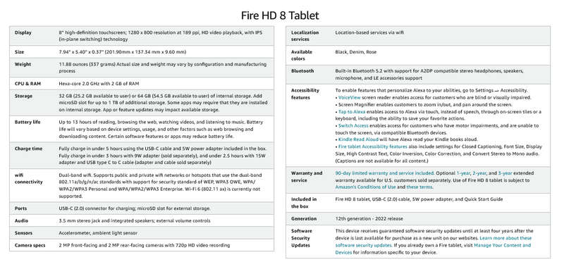Amazon Fire Tablet HD8 Bundle