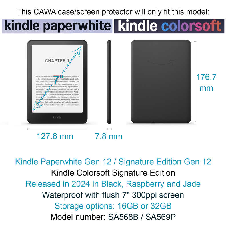 Official Amazon Cover for 2024 Paperwhite 7" Gen 12 / Colorsoft 7"