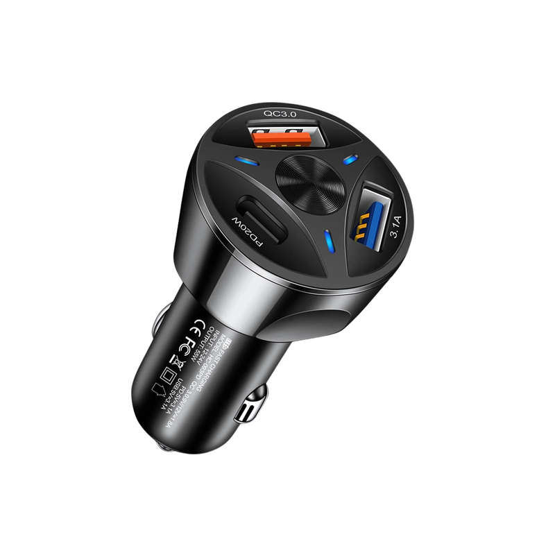 Fast Car Charging Adapter 55W With 2 USB + Type C Port-LED Indicator-NG-181