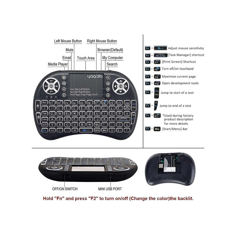 Mini Wireless Keyboard Mouse Touchpad with Backlit JA-501
