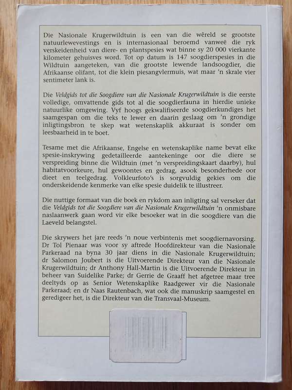 Veldgids tot die Soogdiere  van die Nationale Krugerwildtuin