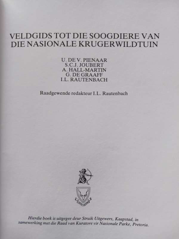 Veldgids tot die Soogdiere  van die Nationale Krugerwildtuin