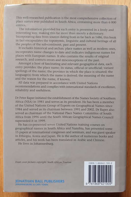 A New Dictionary of South African Place Names by Peter E. Raper