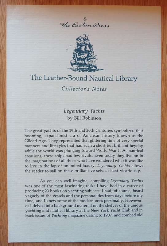 Legendary Yachts by Bill Robinson