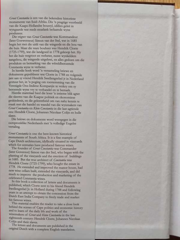 Hendrik Cloete, Groot Constantia and the VOC 1778-1799 (Van Riebeeck Society Second Series No. 34)