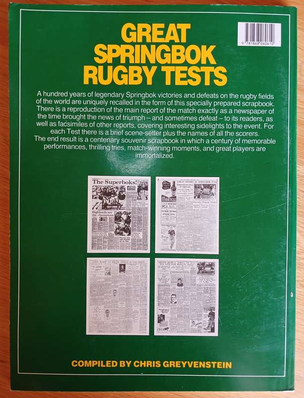 Great Springbok Rugby Tests - 100 Years of Headlines