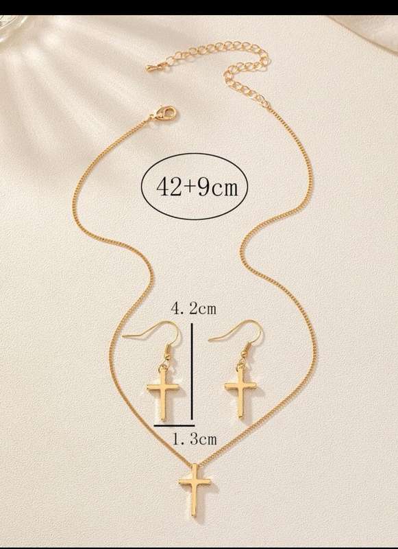Wow amazing luxurious cross gold plated juwelry set