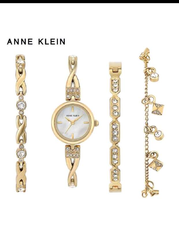 Anne Klein Women gold plated watch set