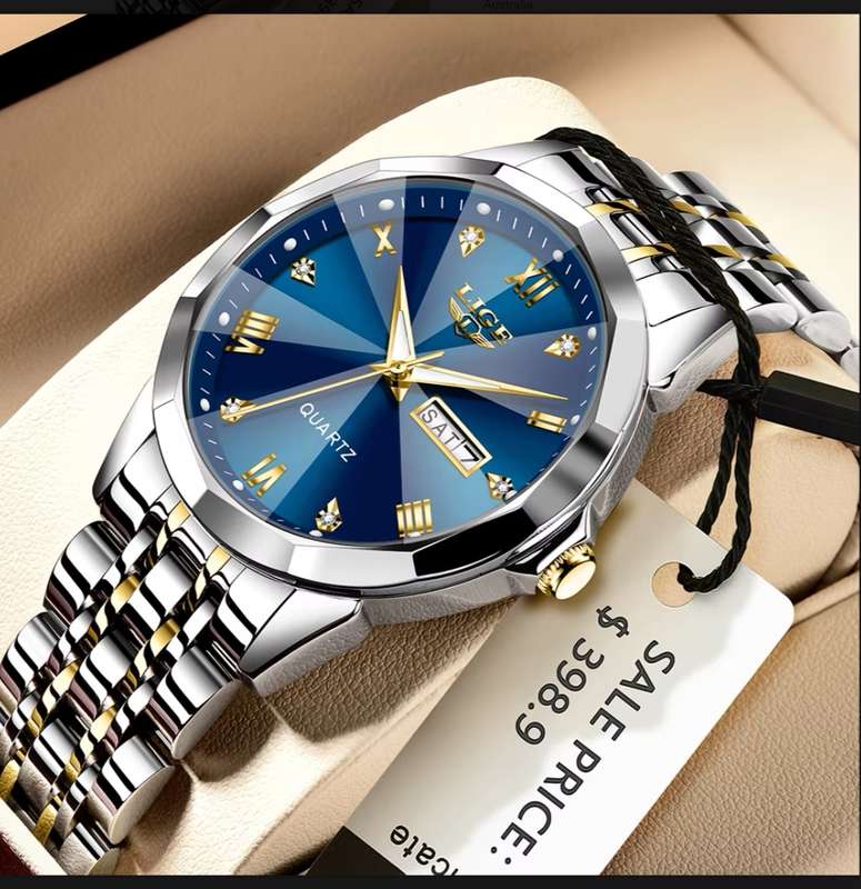 LIGE 89109 Chronograph Stainless Steel Band Fashion  Sport Mens Watches Top Luxury New30m Waterproof
