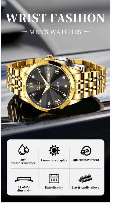 LIGE 89109 Chronograph Stainless Steel Band Fashion  Sport Mens Watches Top Luxury New30m Waterproof