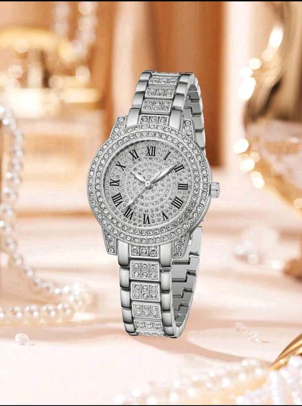 2pc diamond decor Quartz Watch set