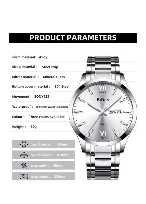 Men's Biden 30 m waterproof watch with Time and date