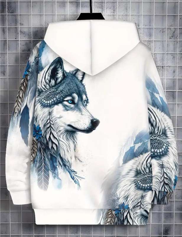 Wow amazing luxurious Men's Manfinity wolf printed hoodie jacket