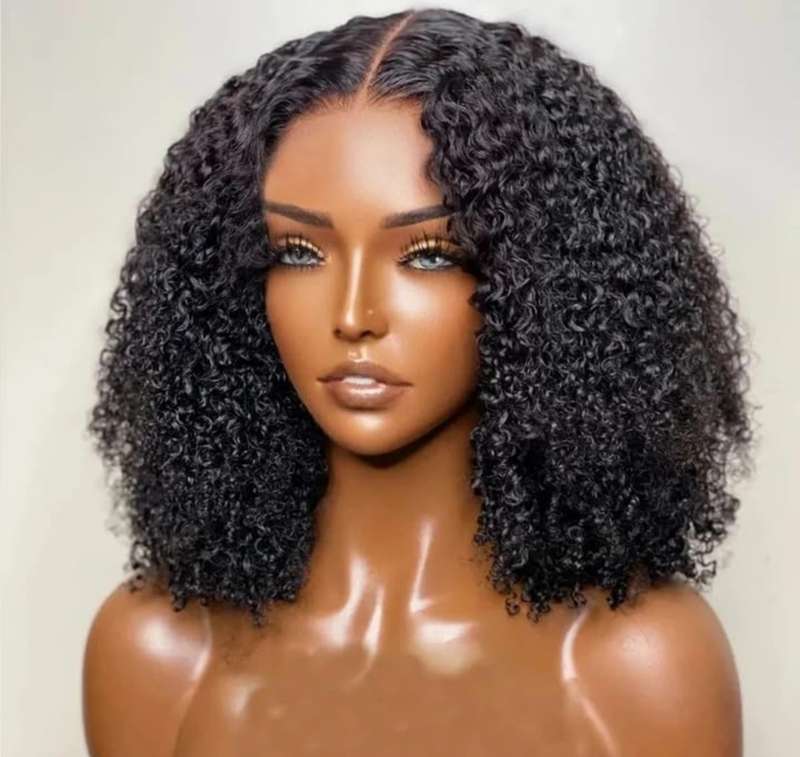 Brazilian Hair Wig with 4x4 1 way closure deep Curly 16 inch. 12A