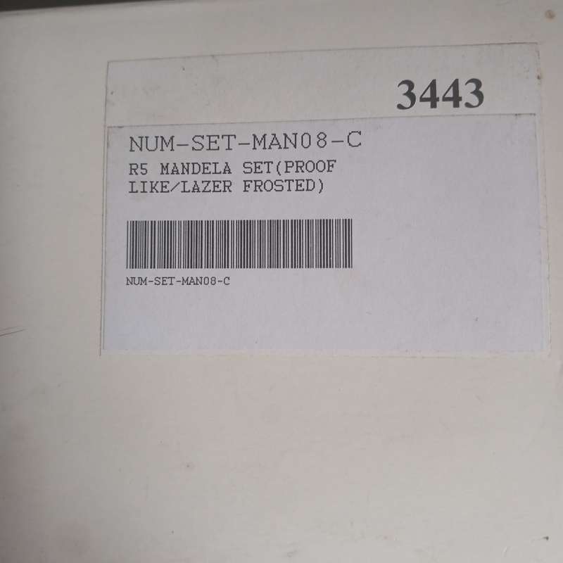 NELSON MANDELA : COMMEMORATIVE R5 COIN SET ( CERT NO 3443) in brown SAM box