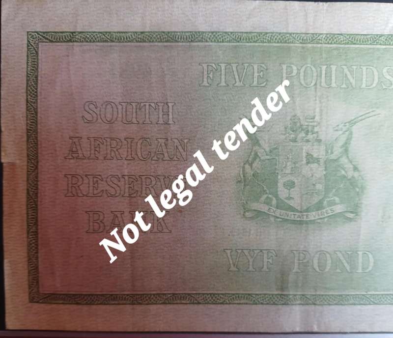 SOUTH AFRICAN 5 POUND B/23 498133 J POSTMUS