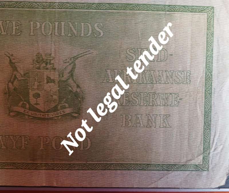 SOUTH AFRICAN 5 POUND B/23 498133 J POSTMUS