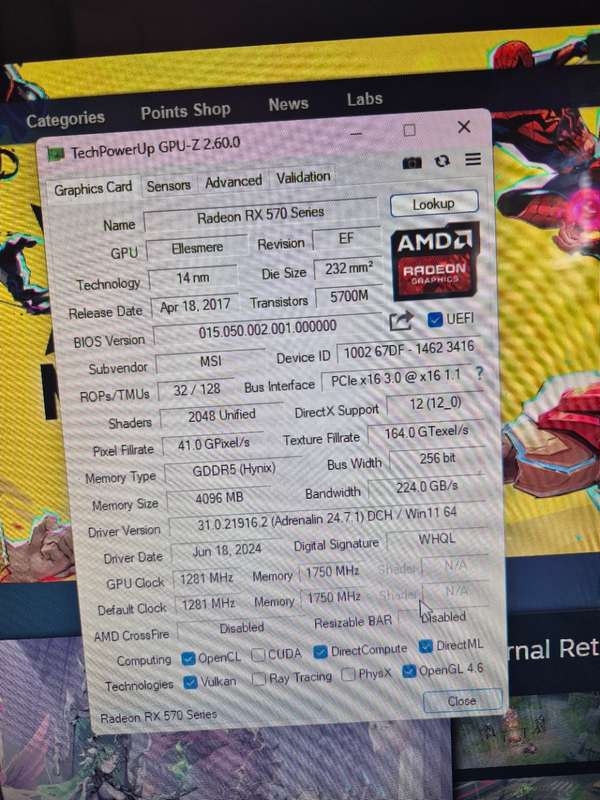 MSI RX 570 Gaming X 4GB