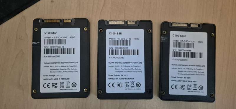3x Hikvision C100 480GB 2.5" SSD