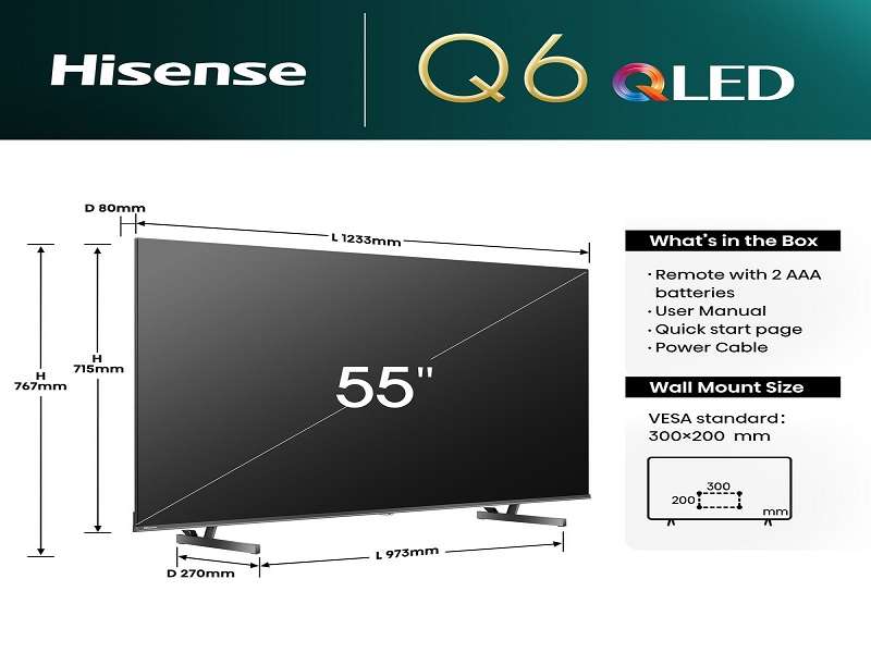 HISENSE 55" SMART QLED TV 55Q6N