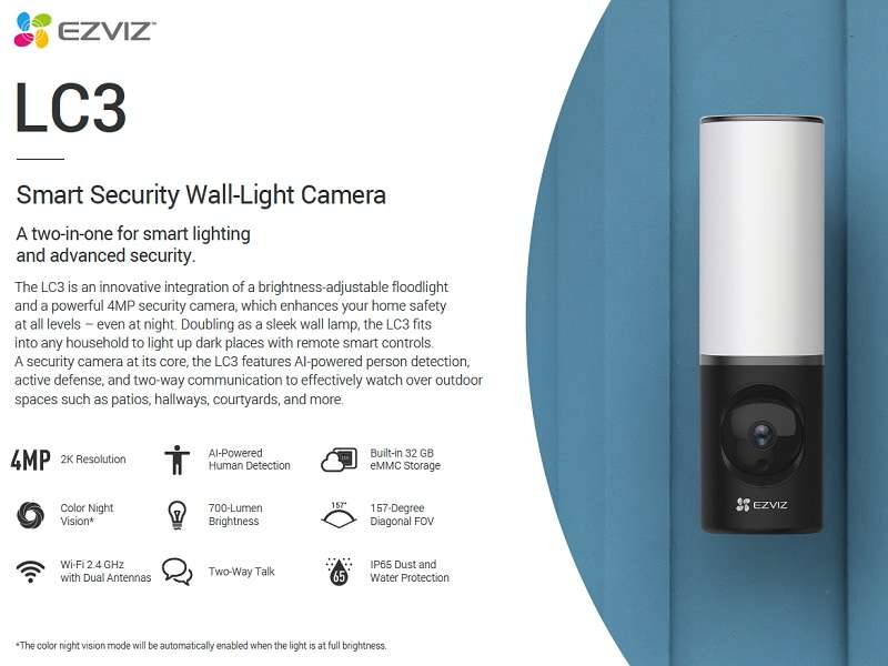 EZVIZ Cs-Lc3-4Mp Smart Security Light Camera