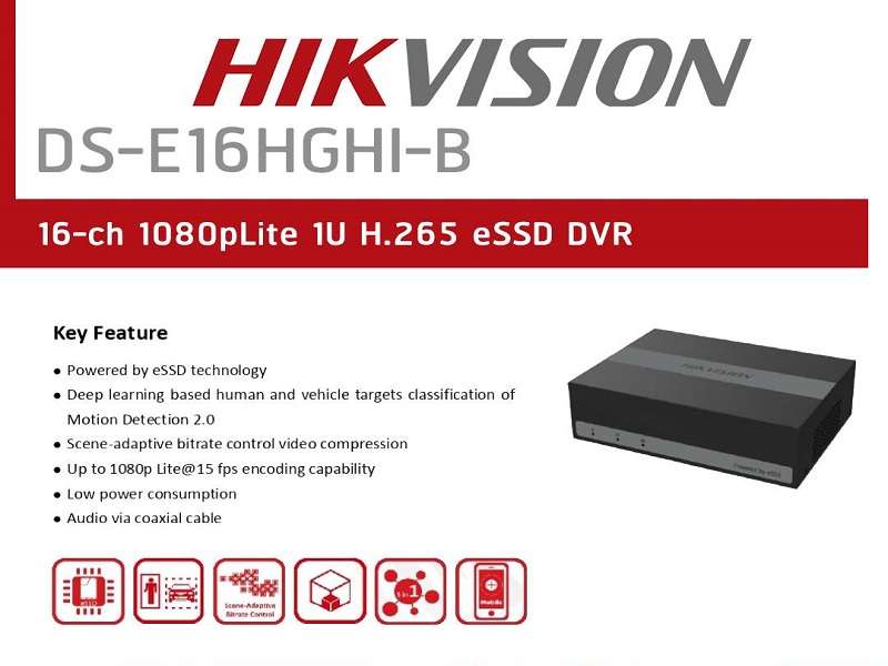 Hikvision 16-ch 1080p Lite 1U H.265 1TB eSSD DVR