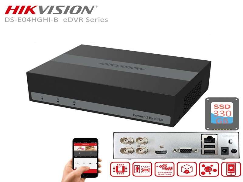 HIKVISION 4Ch 2Mp eDVR 330Gb Bullet Kit
