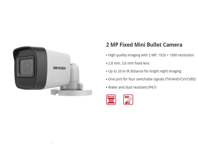 HIKVISION 4Ch 2Mp eDVR 330Gb Bullet Kit