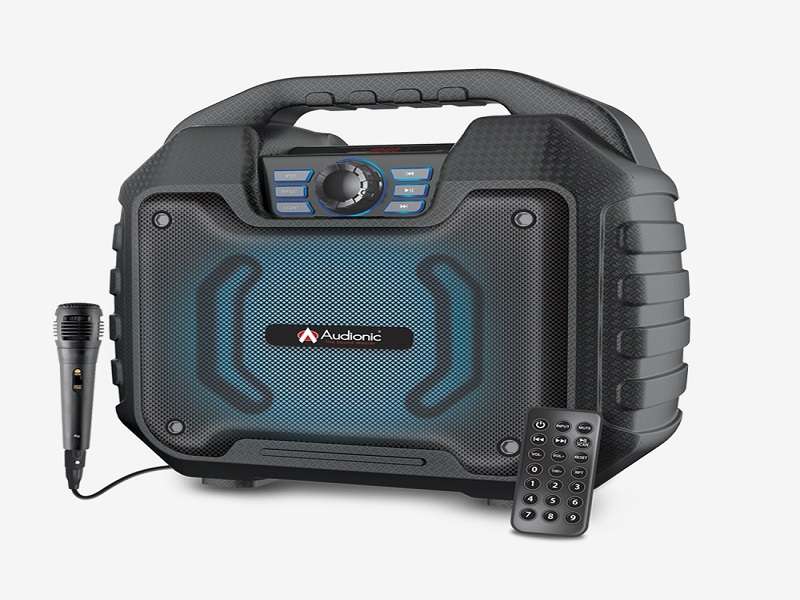 USED AUDIONIC Rechargable Portable Bt Spk WIRED GOLDEN MIC - 5.25" WOOFER(NO REMOTE)