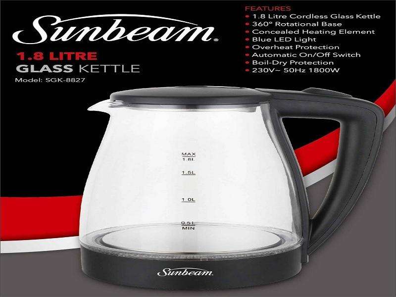SUNBEAM 1.8L Diamond Design Glass Kettle
