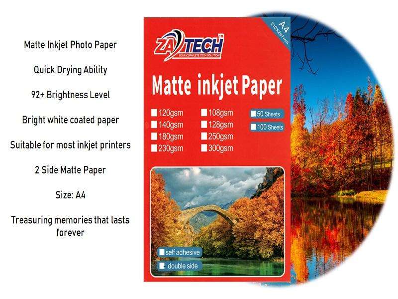ZATECH 2 Side Matte Inkjet  Photo Paper 300G X50PACK