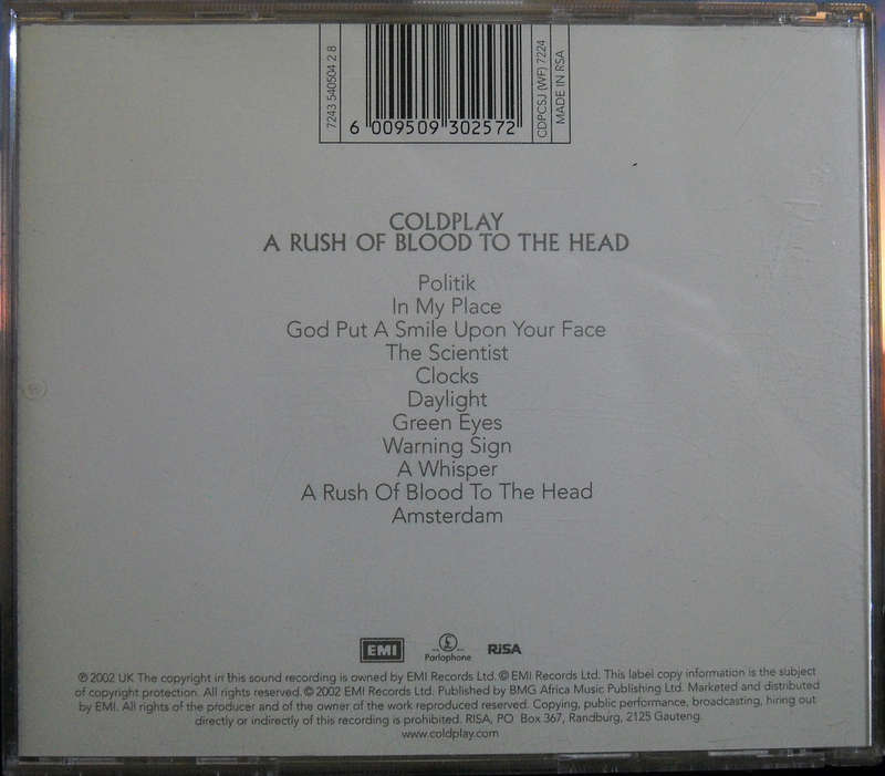 COLDPLAY a rush of blood to the head