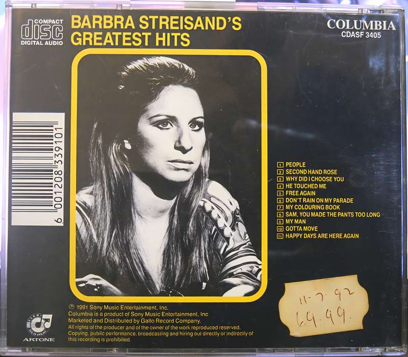 BARBRA STREISAND'S greatest hits CD
