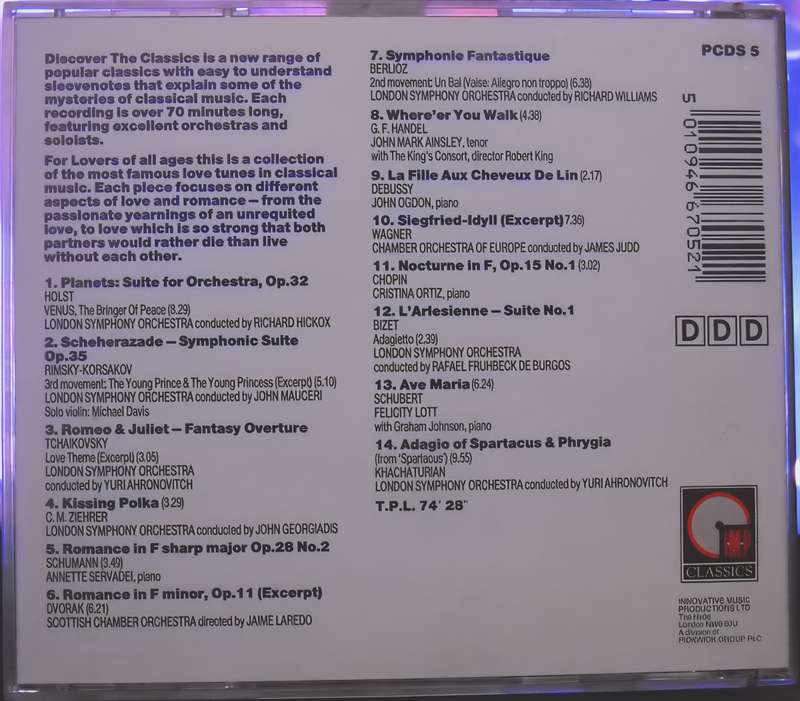 discover the classics: LOVE AND ROMANCE CD
