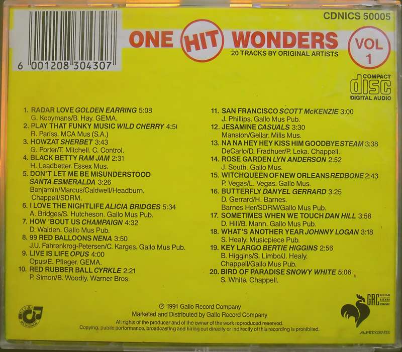 ONE HIT WONDERS Vol. 1 CD