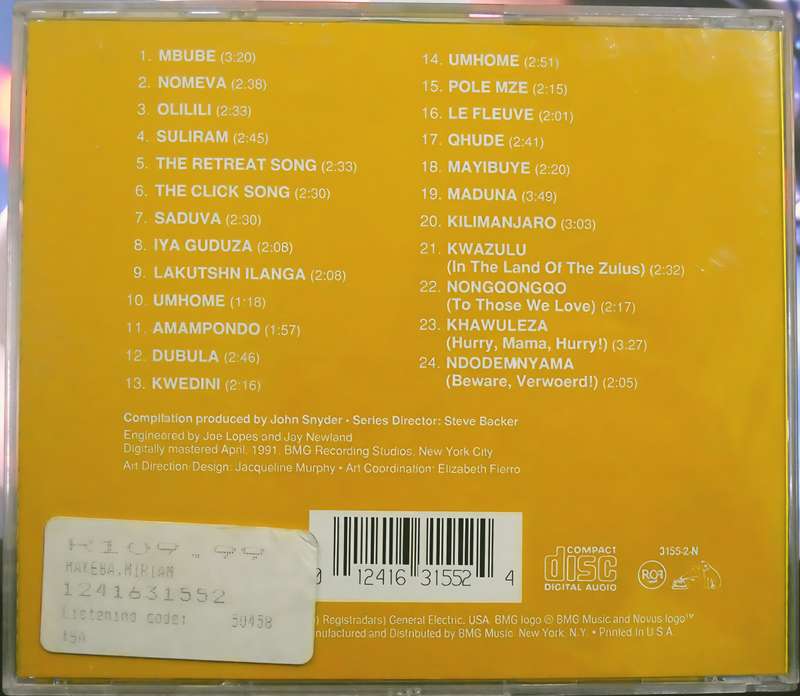 MIRIAM MAKEBA Africa CD
