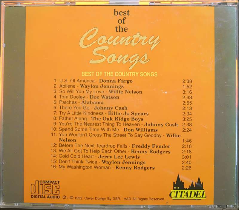 BEST OF THE COUNTRY SONGS CD