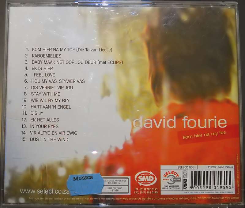 DAVID FOURIE kom hier na my toe CD