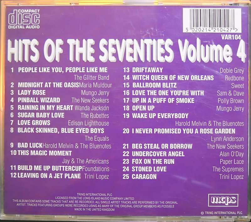 HITS OF THE 70s Volume 4 CD