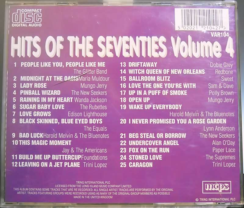 HITS OF THE 70's volume four CD