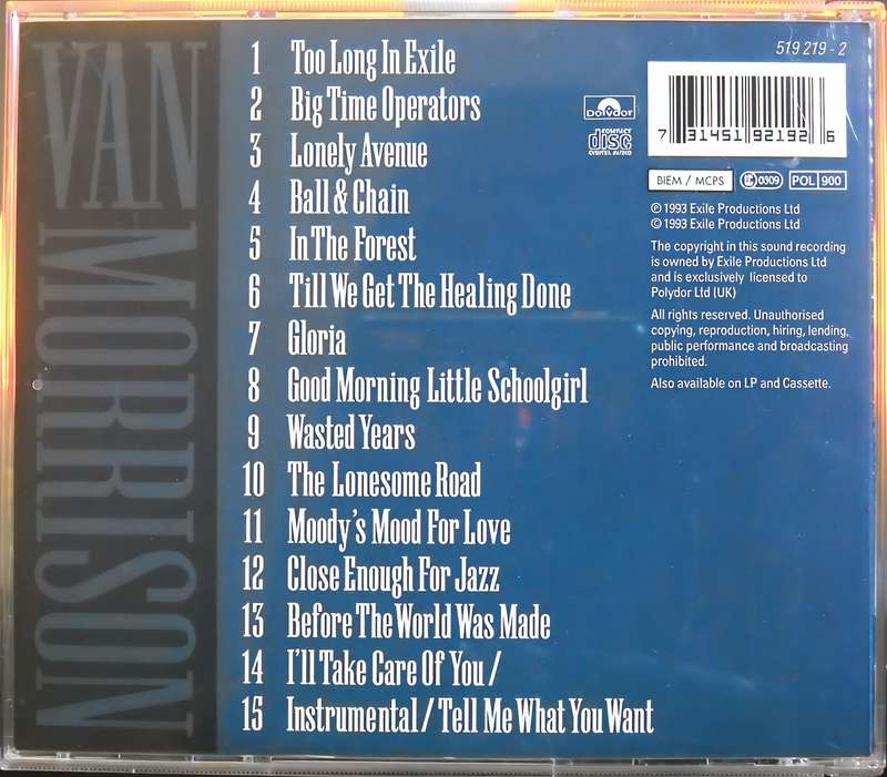 VAN MORRISON too long in exile CD